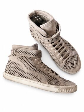 Zara Women's Perforated High-Top Sneakers in Beige